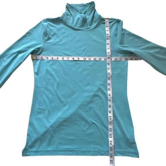 Athleta Light Blue Split Mock Turtleneck Long Sleeve Soft Active Top Large - Picture 14 of 15